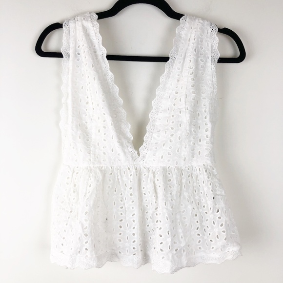 SHEIN Tops - Shein Peplum Lace Tank White Size Small